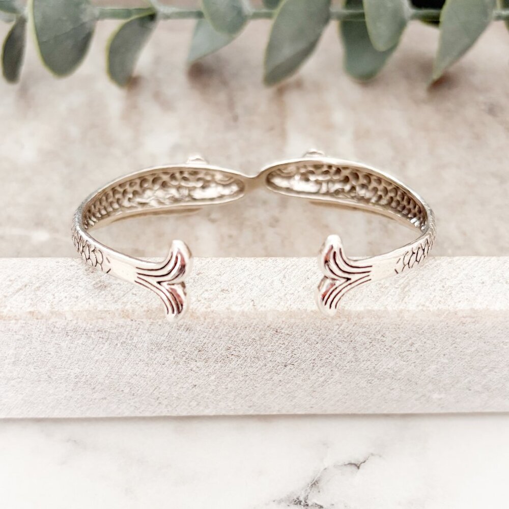 925 Sterling Silver Cuff Bracelet Fish Bracelet Bangle Bracelet - Picture 7 of 8